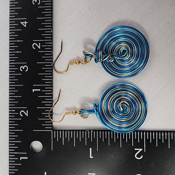 Blue Wire Wrapped Necklace and Earrings Set New - Picture 10 of 11